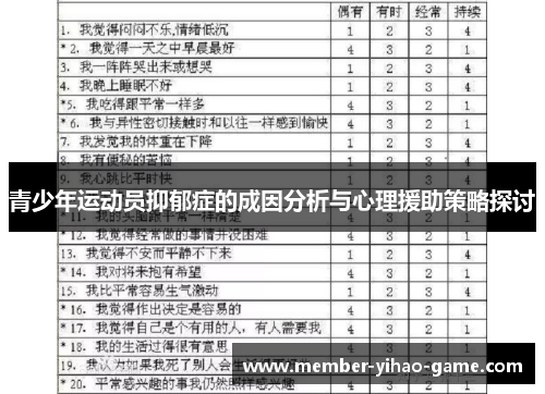青少年运动员抑郁症的成因分析与心理援助策略探讨